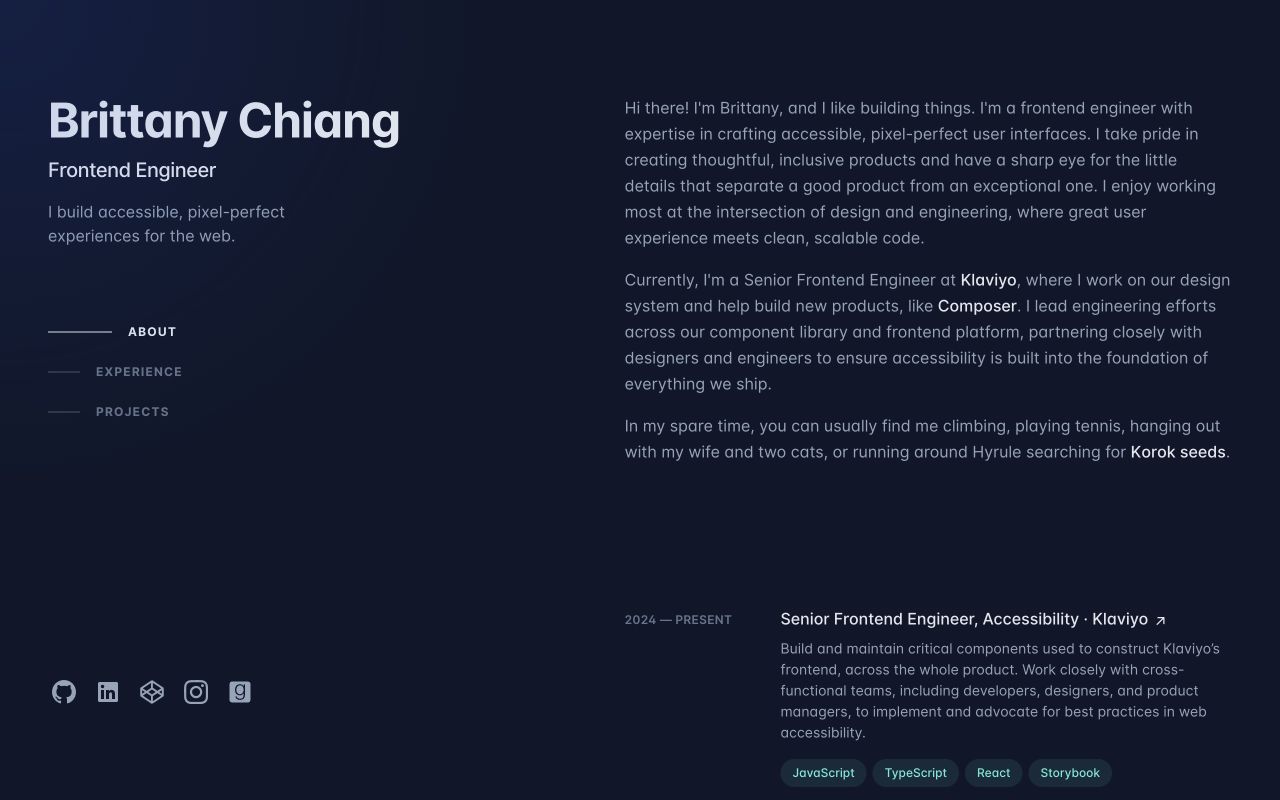Capture du site Brittany Chiang