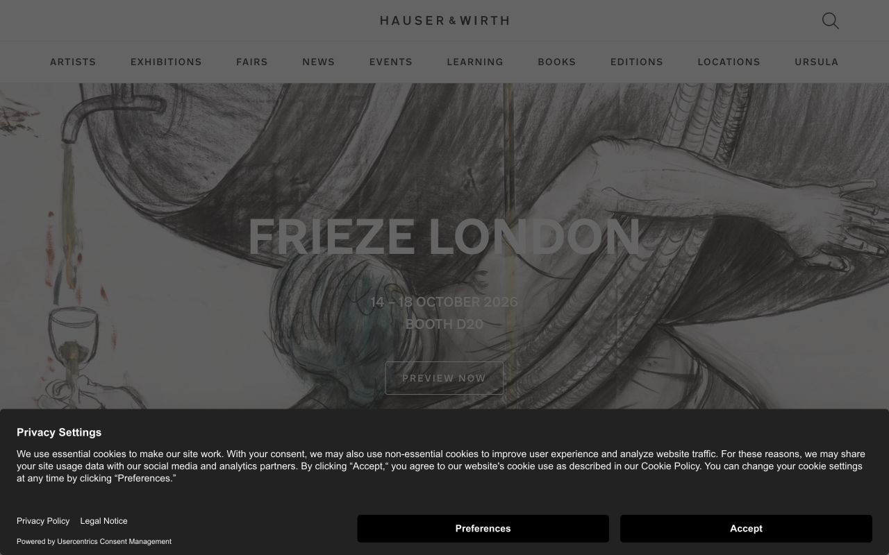 Capture du site Hauser & Wirth